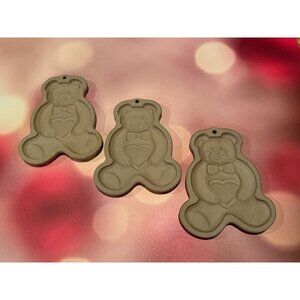 Set of 3 Vintage 1991 Pampered Chef Stoneware‎ Teddy Bear 🧸 Molds